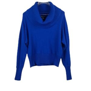 INC Blue Cowl Neck Fold Over Turtleneck Dolman Cro